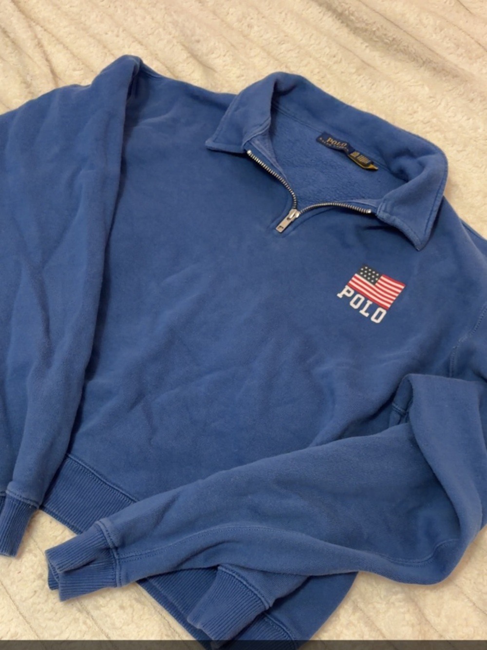 Polo by Ralph Lauren Blue USA Flag Quarter-Zip Sweatshirt